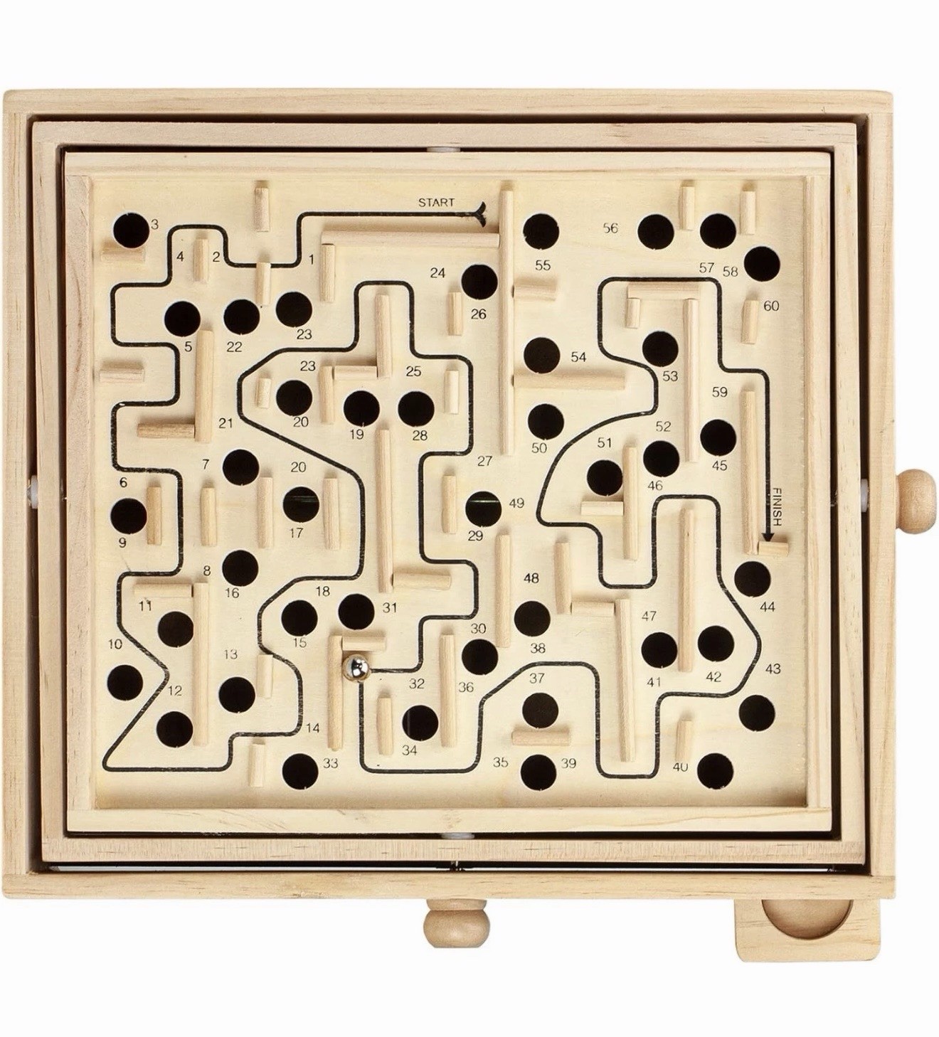 STERLING Games Large Wooden Labyrinth 13.5″ x 13″ Marble Ball Tilt Maze Wood…