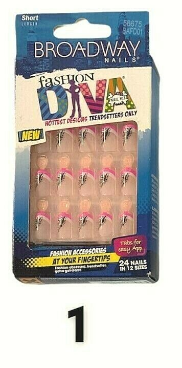 Kiss Broadway Fashion Diva Glue On Nails Short and Medium Length 24 (Glue Dry!)
