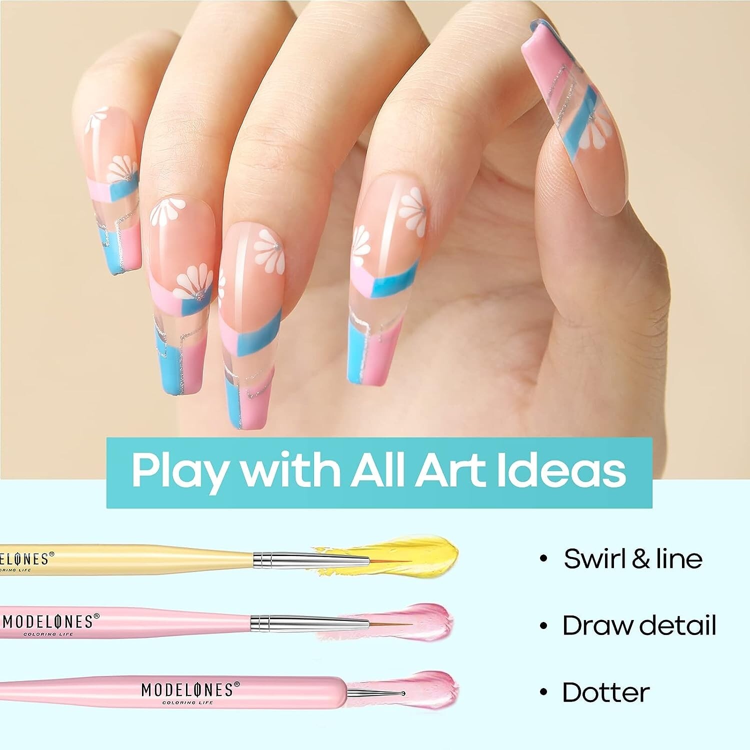 Professional Nail Art Tools Set: 6 Brushes & Dotting Pens for DIY Creativity