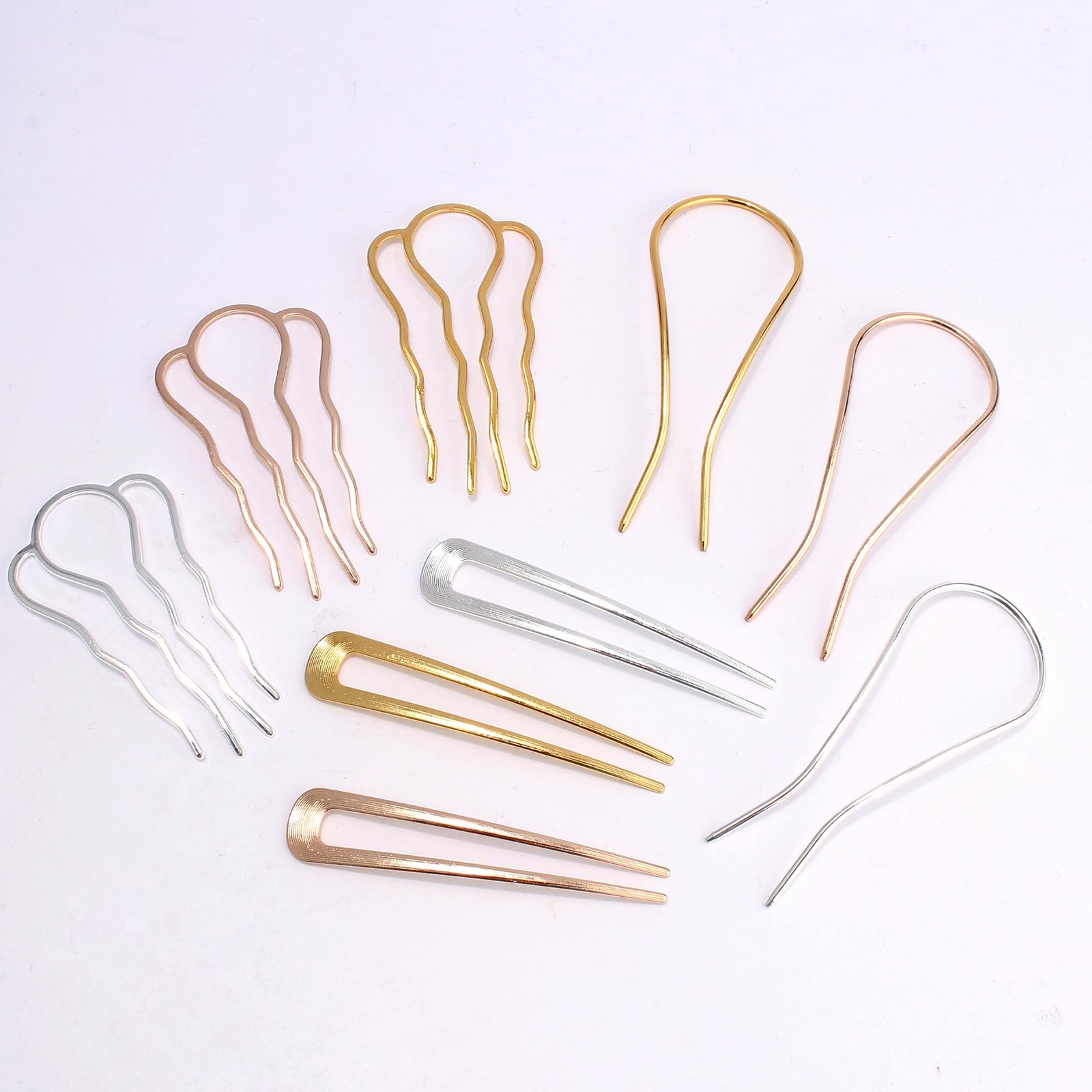 Chanaco French Hair Pins for 1 Count (Pack of 9), A.Silver,Gold,Rose Gold