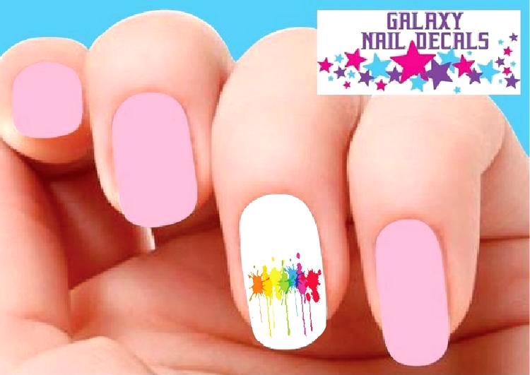 Waterslide Nail Decals – Set of 20 Colorful Paint Splatter Drip #2