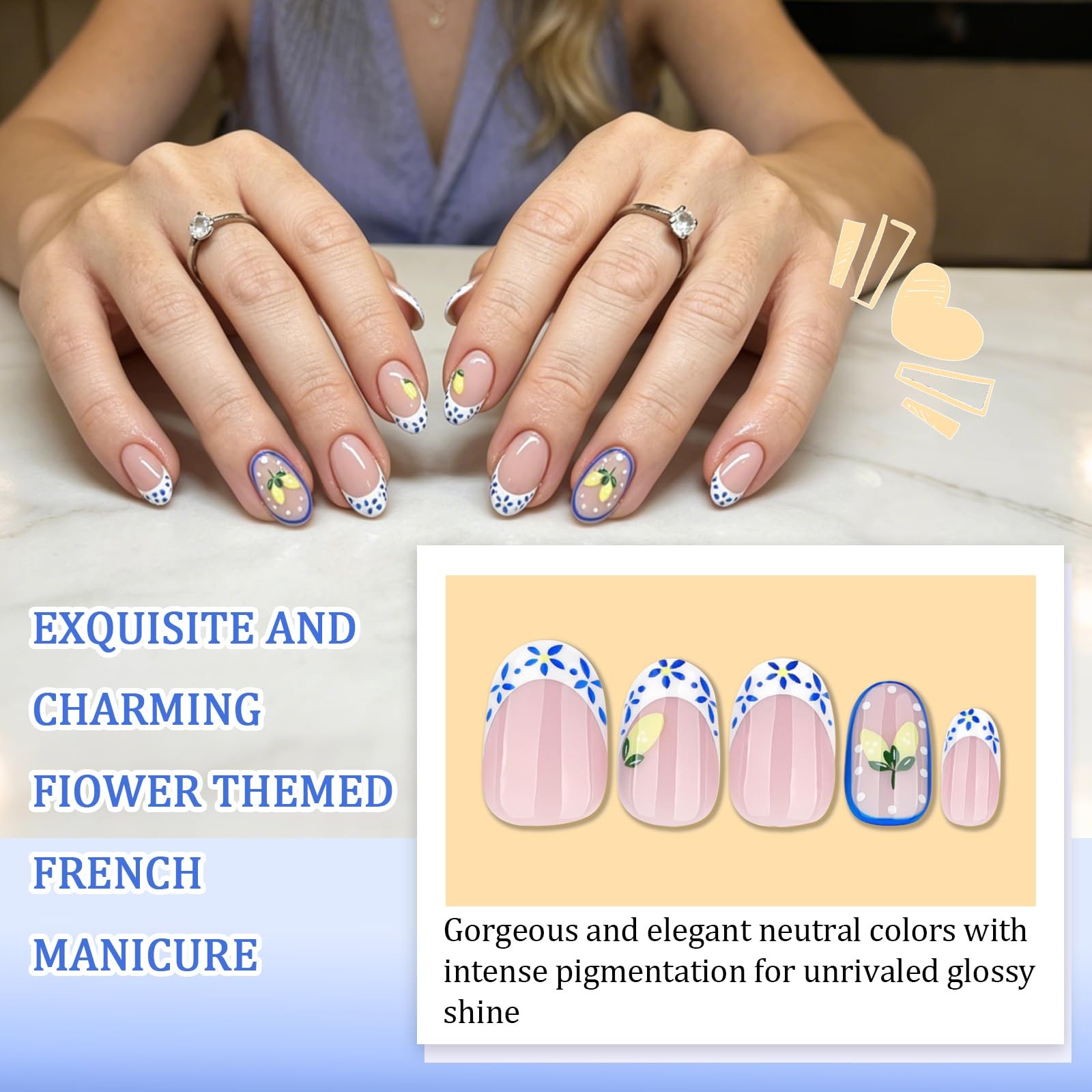 Press On Nails – Almond Fake Nails – French Tip False Nails Press ons – Trans…