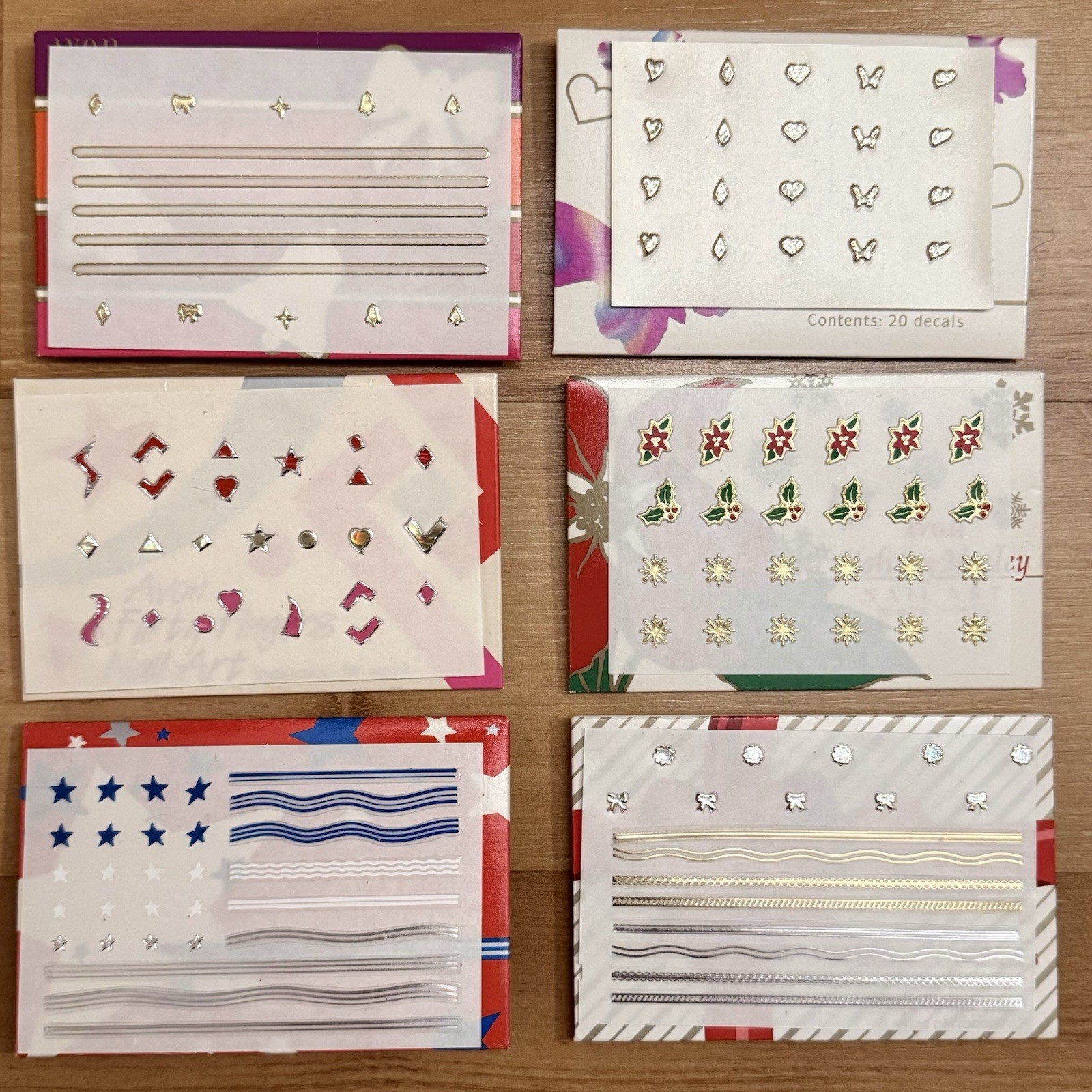 Vintage Avon Nail Art Decals Stickers Lot of 6 Packs Holiday Stars Butterfly New