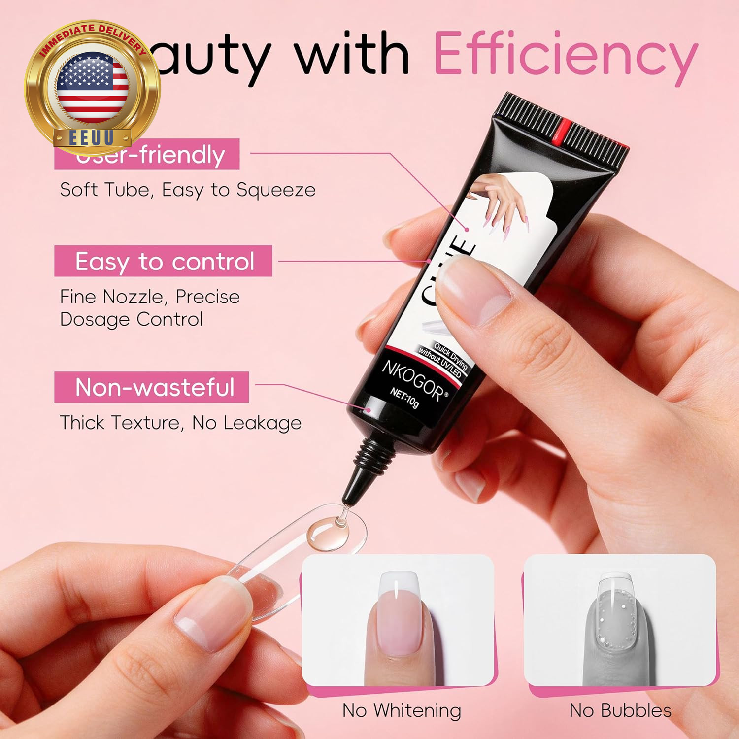 NKOGOK 20G Strong Semi Solid Nail Glue with 20G Nail Glue Remover, Press on Glue