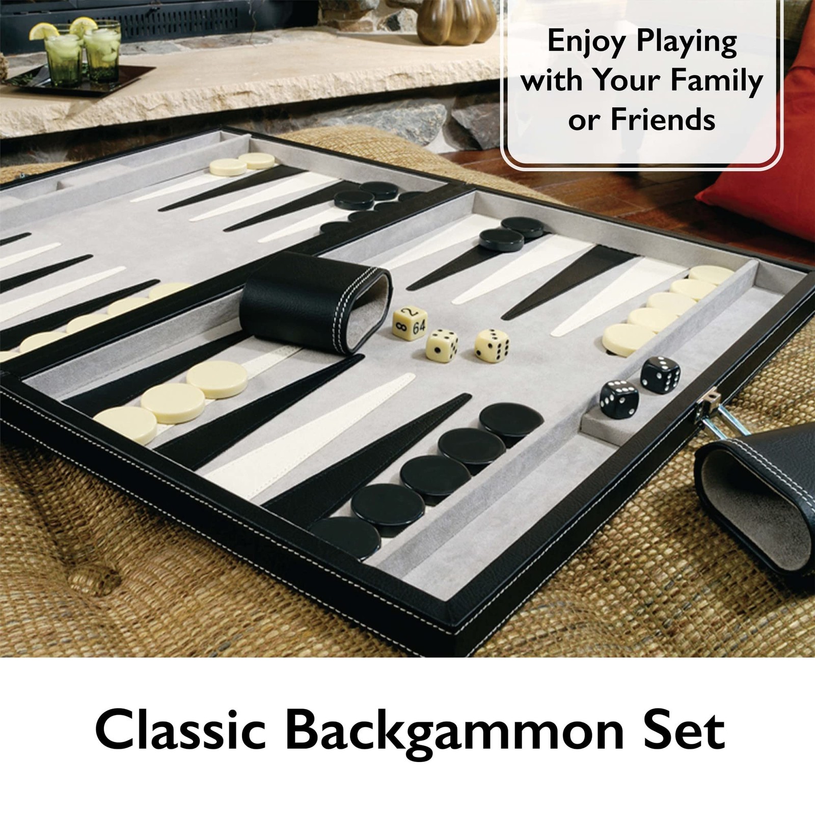 Mainstreet Classics 18-Inch Backgammon Board Game Set 18 Inch, Multi