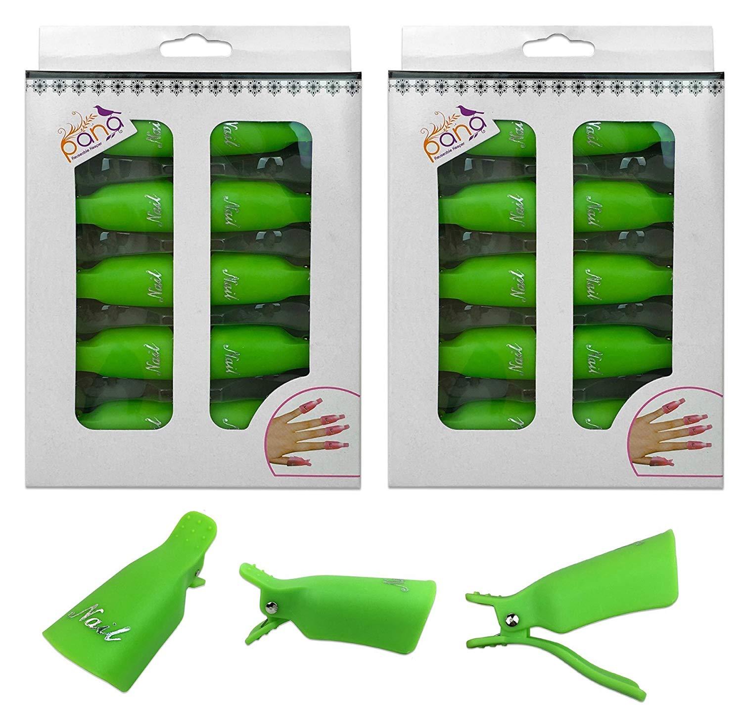 2pks High Quality Green Acrylic UV Gel Polish Remover Clip Cap Manicure Tool