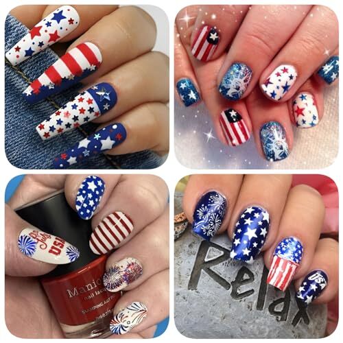 winthrop 12 Sheets 4th of July Independence Day Nail Art Stickers, Memorial