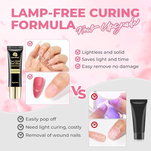 UNA GELLA Super Strong Nail Glue for Press On Nails: 20g, Soft Gel Tips No Lamp