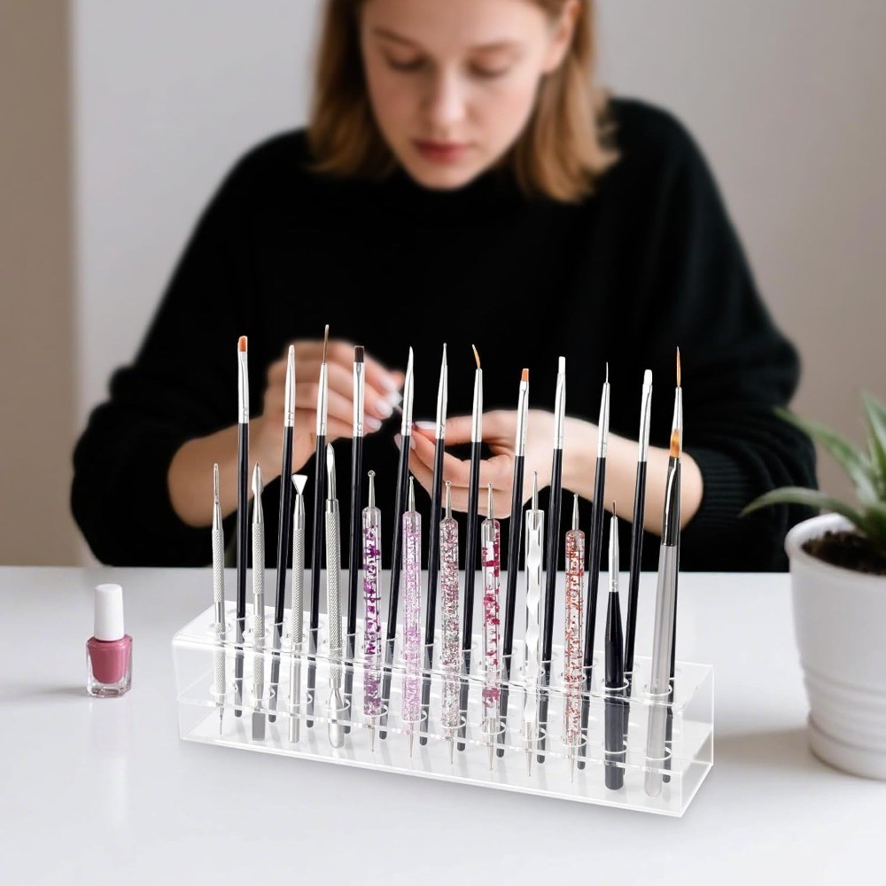Nail Art Tool Organizer Refillable Storage Container Brush Holder Display Case