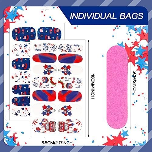 Maitys 140 Pcs 10 Sheets Patriotic Full Wrap Nail Stickers for USA Flag Style