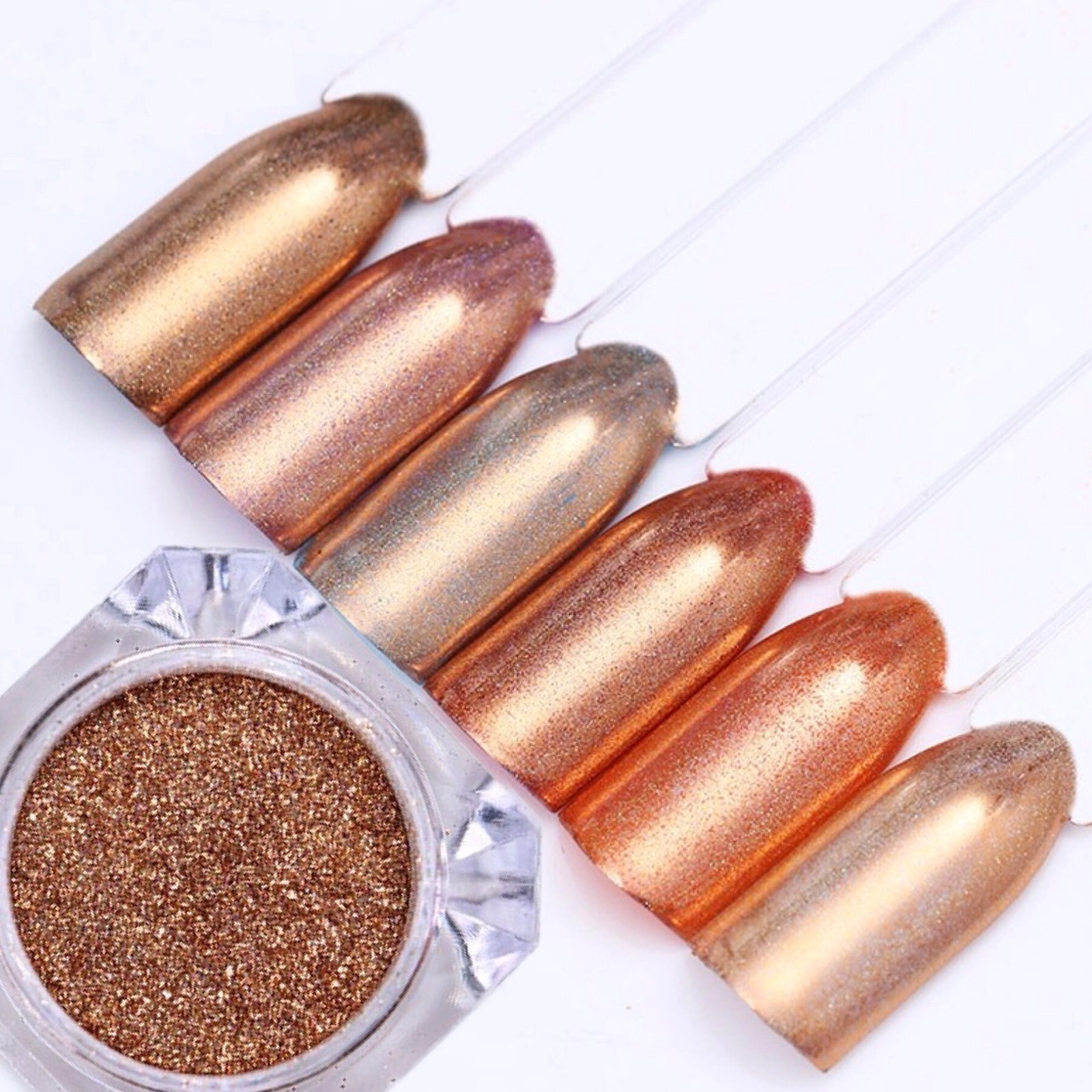 CHAMPAGNE CHROME MIRROR POWDER Platinum Nail Art Shining Rose Gold Effect (y2)