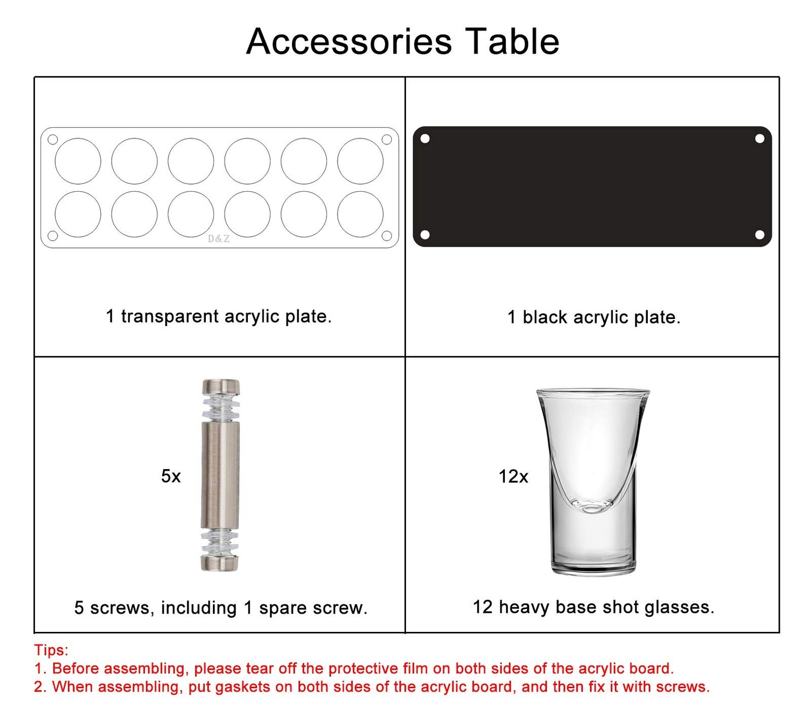 D&Z 1 Ounce Shot Glass Set with Tray, 12 Shot Glasses for Tequila/Vodka/Whisk…