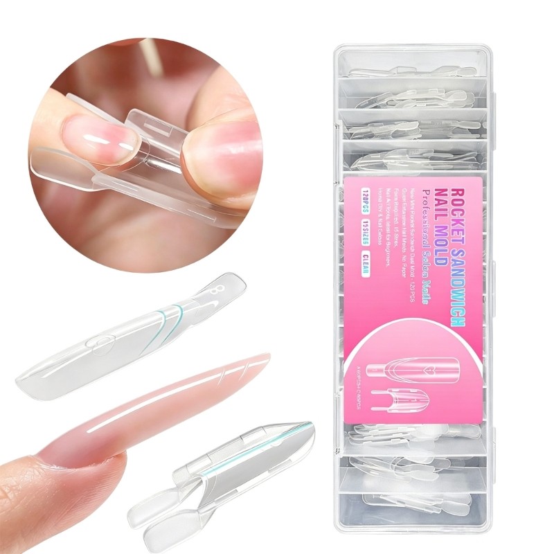 Strong ABS Rockets Sandwiches Shape Nail Extension Forms 120Pcs Smooth Surfaces