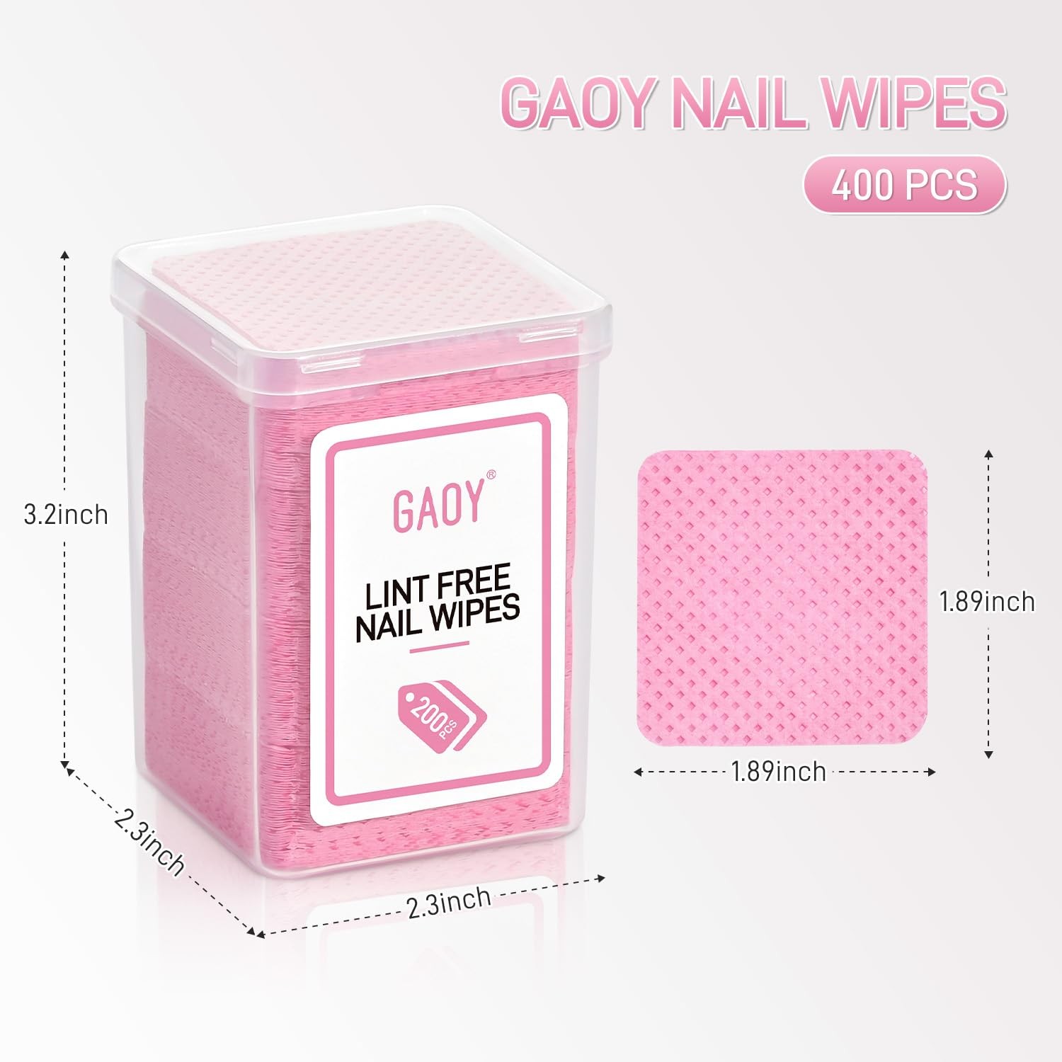 GAOY Lint Free Nail Wipes, 400 Pcs Polish Remover 1.89 in x