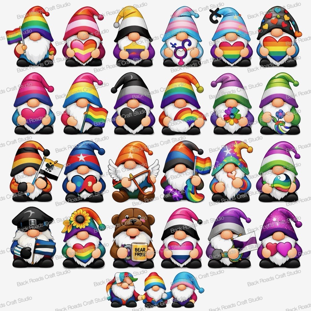 Pride Gnomes LGBTQ Waterslide Nail Art Decals Set Of 50 Instructions Bonus
