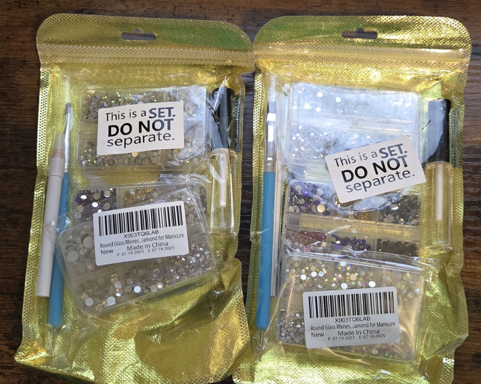 2 pack Colorful Face Gems Kit – Ab+Clear Glass Crystals + Resin Rhinestones