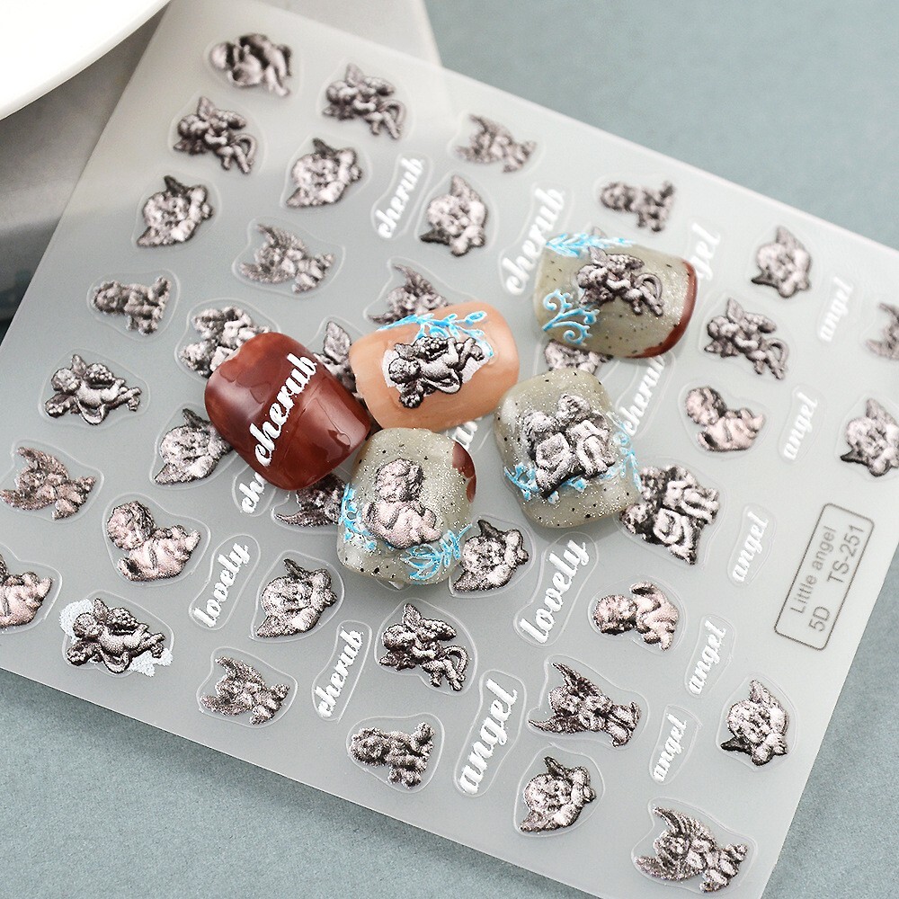 5D Embossed Magic Lovely Angel Nail Art Stickers Self Adhesive TS251 NH27