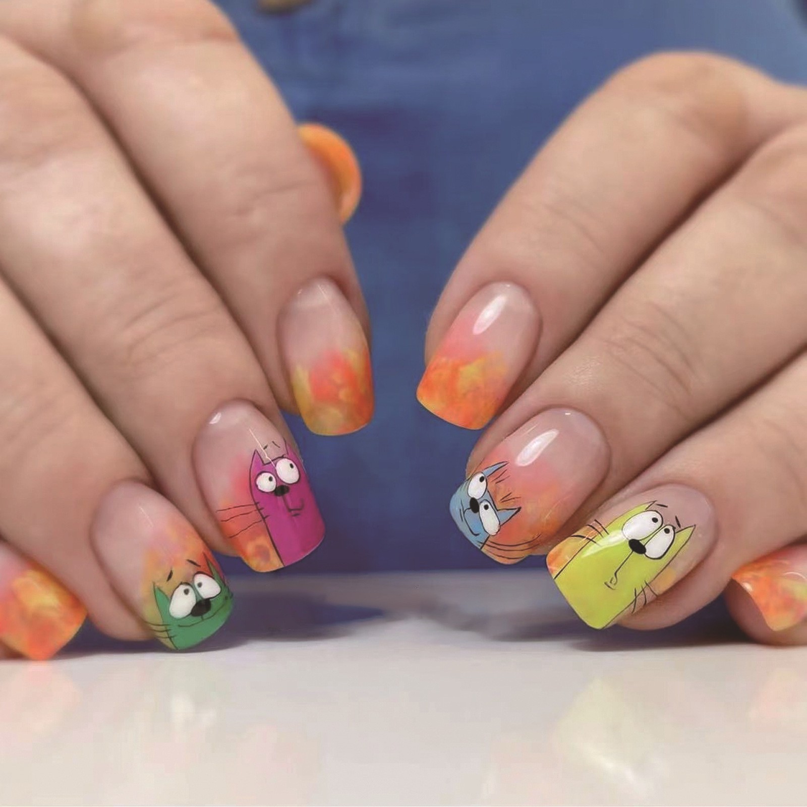 96pcs Cute Cartoon Press-On Nails Adorable Character Ready-to-Wear Wearable Nail