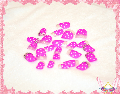 Starsire French Pink Rhinestone Pretty Japan Acrylic Fake 24 3D Shiny Full Nails
