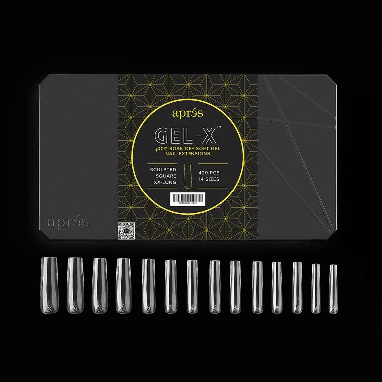 Apres Gel-X Sculpted Square Extra Extra Long tip box – 420pcs (14 sizes) XXL