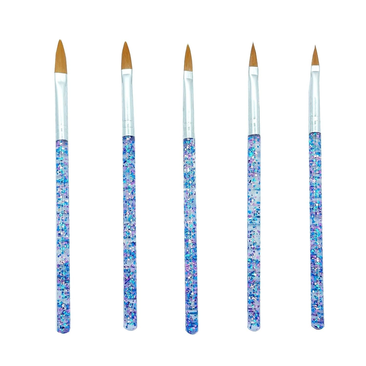 14-Piece Nail Art Brush Set – Mixed Black & Blue – Gel, Detail, Builder Brushes
