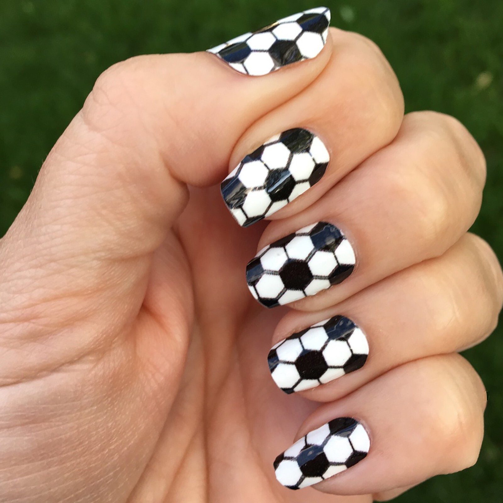 Black White Soccer Ball Nail Art Wraps 48 Stickers MLS Mom FIFA NWSL Futbol Fan