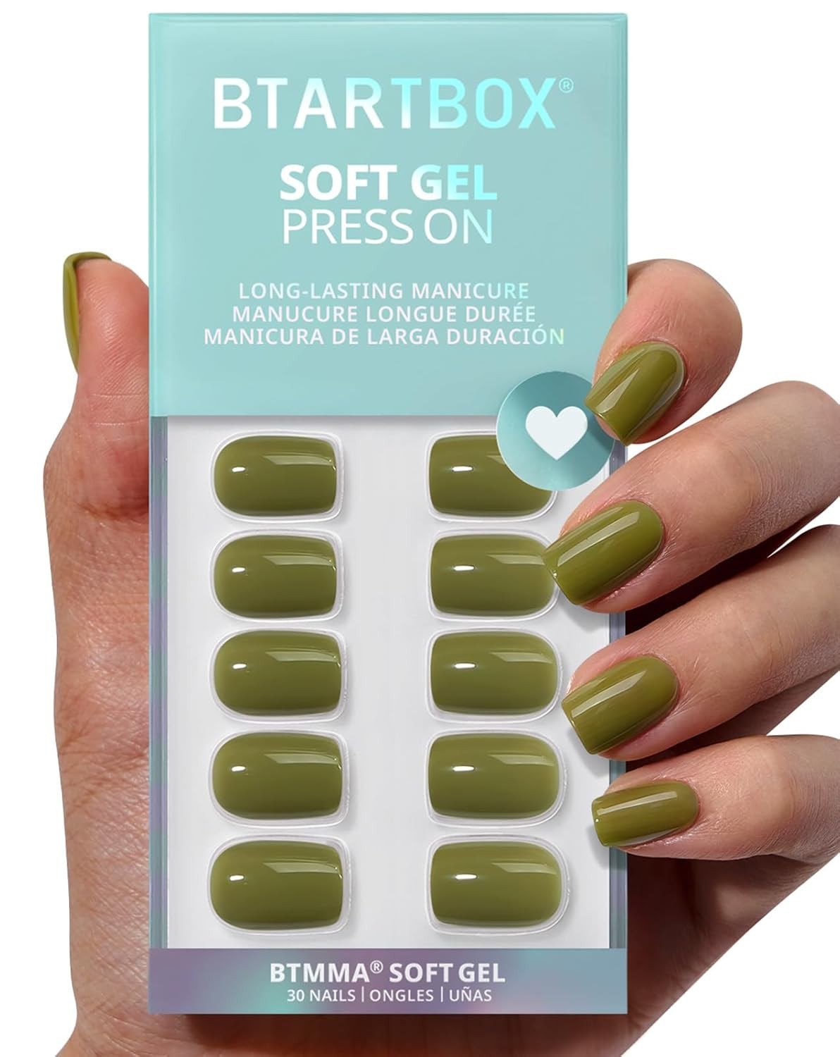 BTArtbox Press On Nails – Pastel Baby Pink Short Gel Glue On Nails for Women