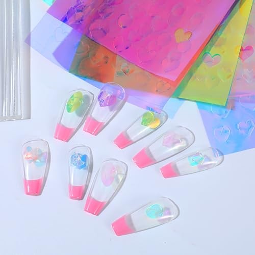 11 Sheets Aurora Nail Foil Laser Stickers Foil Laser Nails Art Stickers Glass
