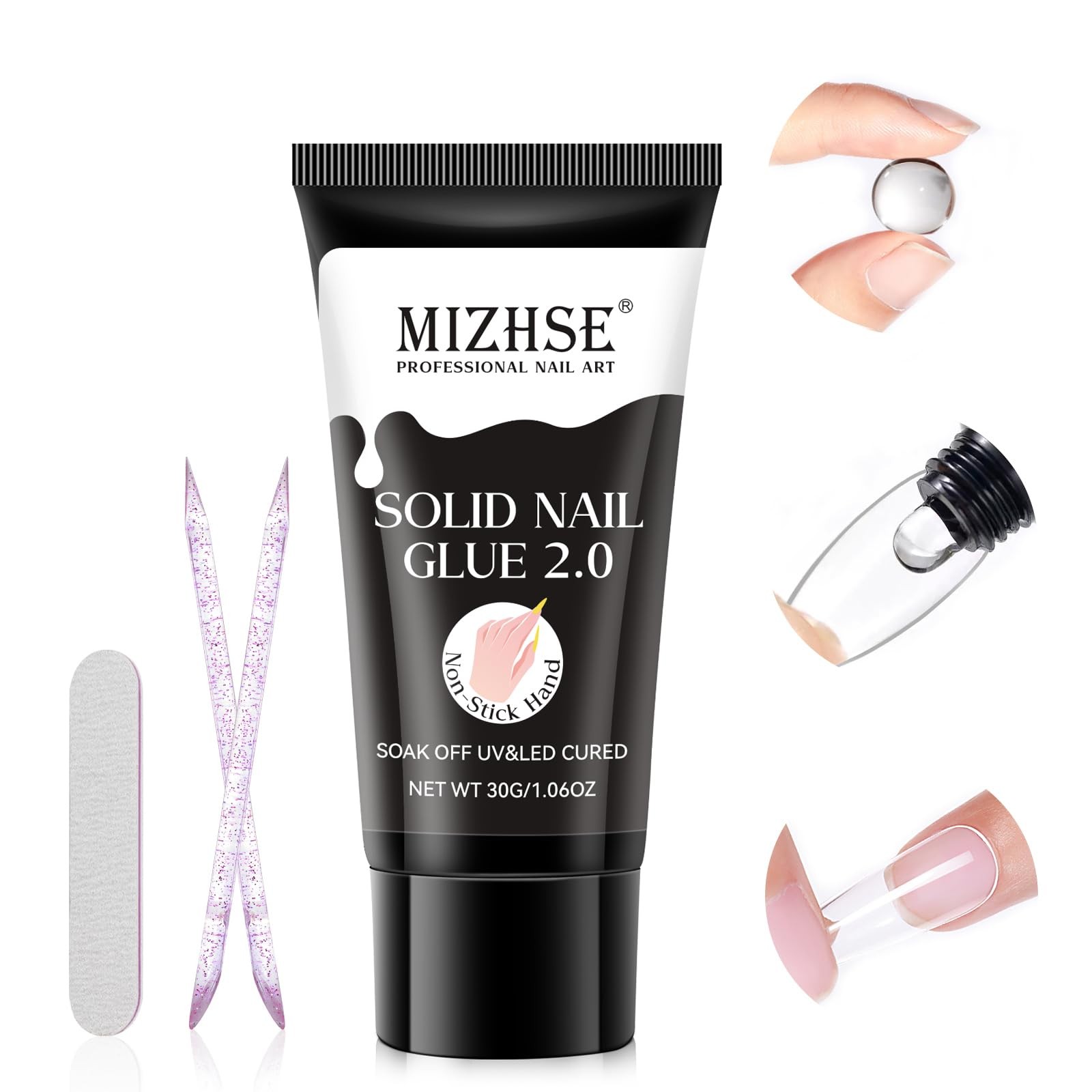 Solid Nail Glue, 30g Solid Nail Gel for Press on Nails, Super Strong Nail Gel…