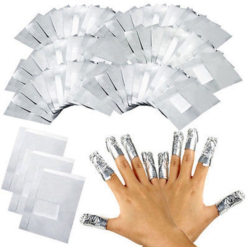 100pcs/bag Aluminium Foil Nail Wrap for Nail Art Soak Off Acrylic UV Gel Remover