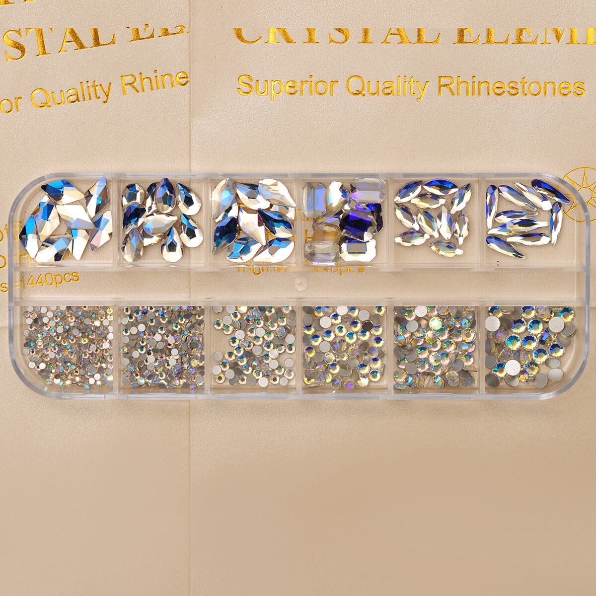 12Box/Set Mix SHAPE Crystal Rhinestone Diamond NON hotfix Nail Art Decoration