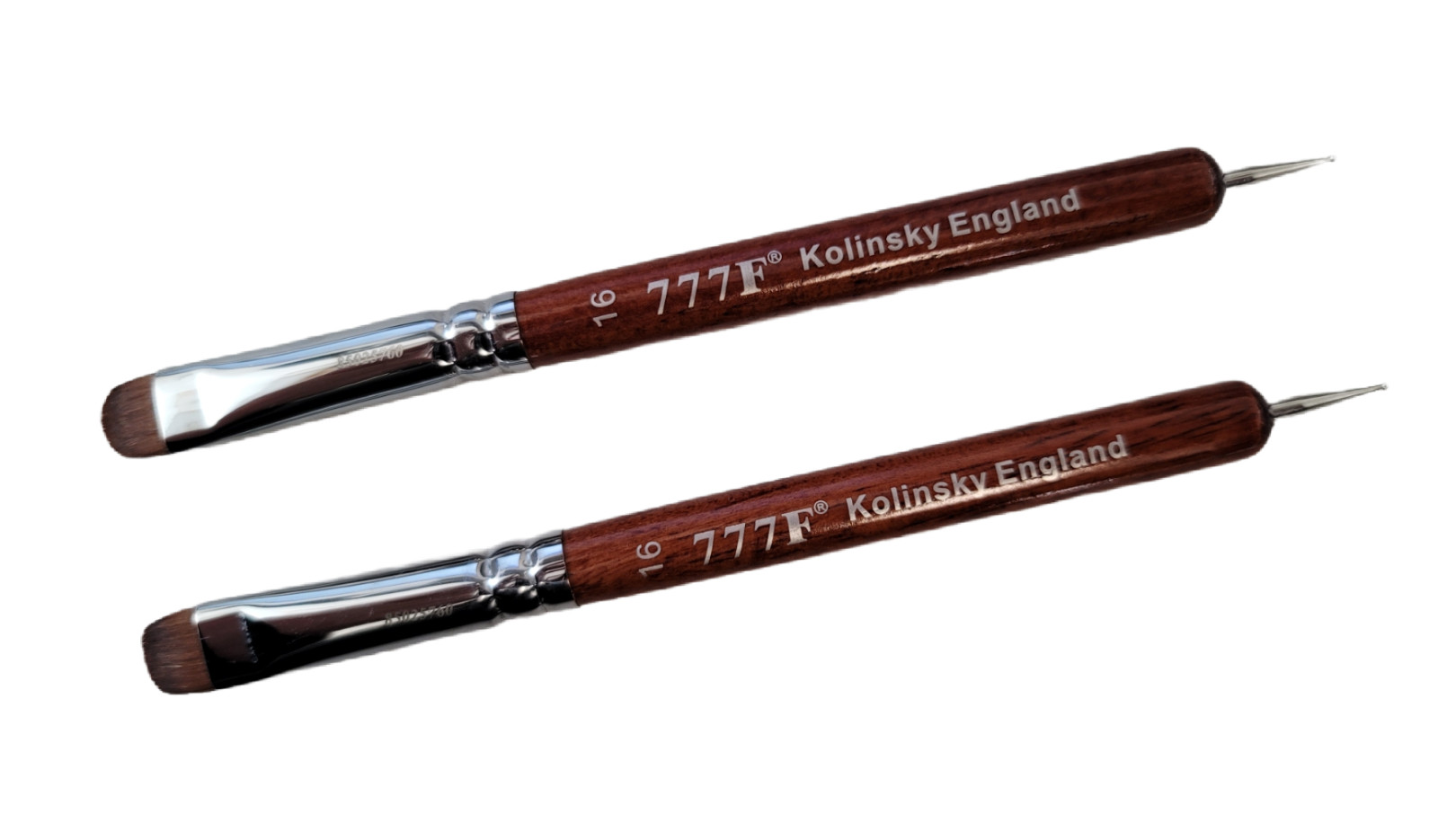 2 of Manicure & Pedicure French Brush 777F Red Wood Handle W/Dotting – size #16