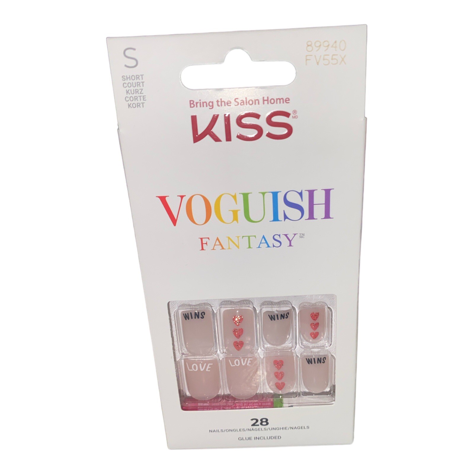 Kiss Voguish Fantasy (28) Nails Short Love Wins Hearts Gel Look 89940