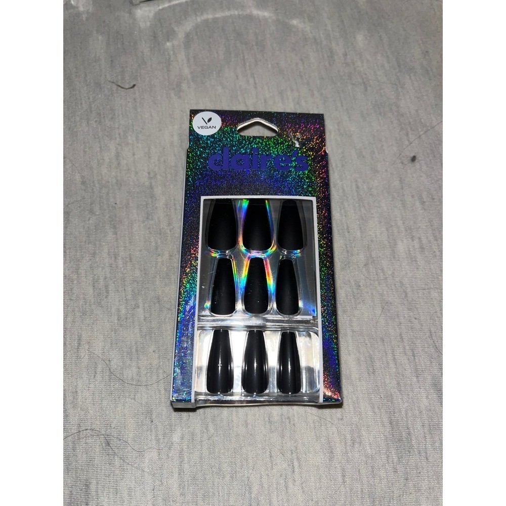 Claires Vegan Matte Black Medium Press On Fake Nails 24 Count