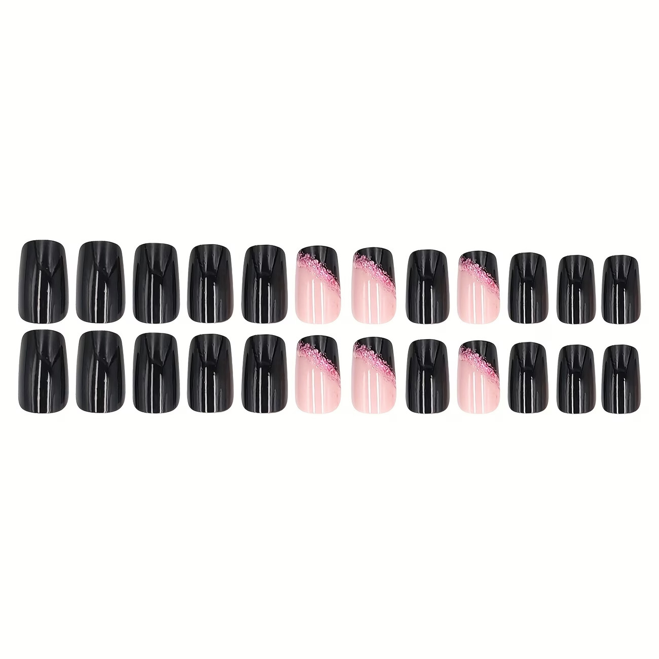 Cross-Border Fashion Easy Black Dazzling Nail Art, Classic Versatile Nude Color