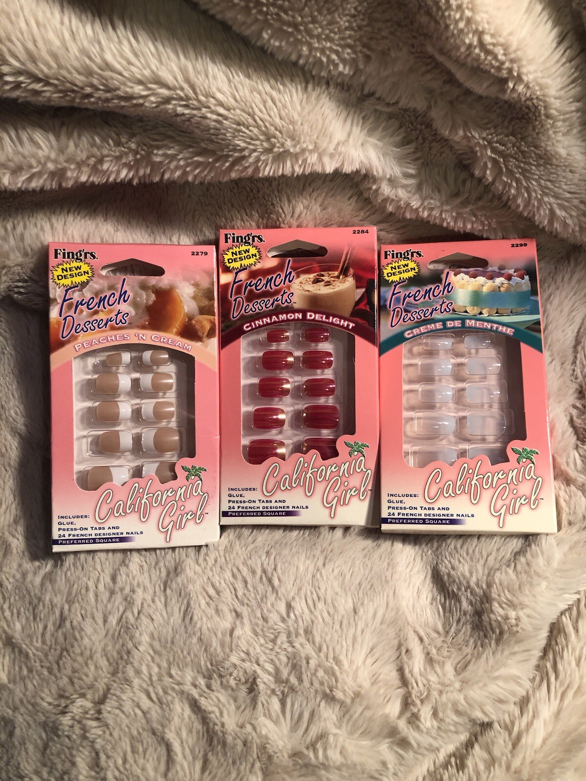 FINGERS French Dessert short length natural press on nails 3 pc Lot