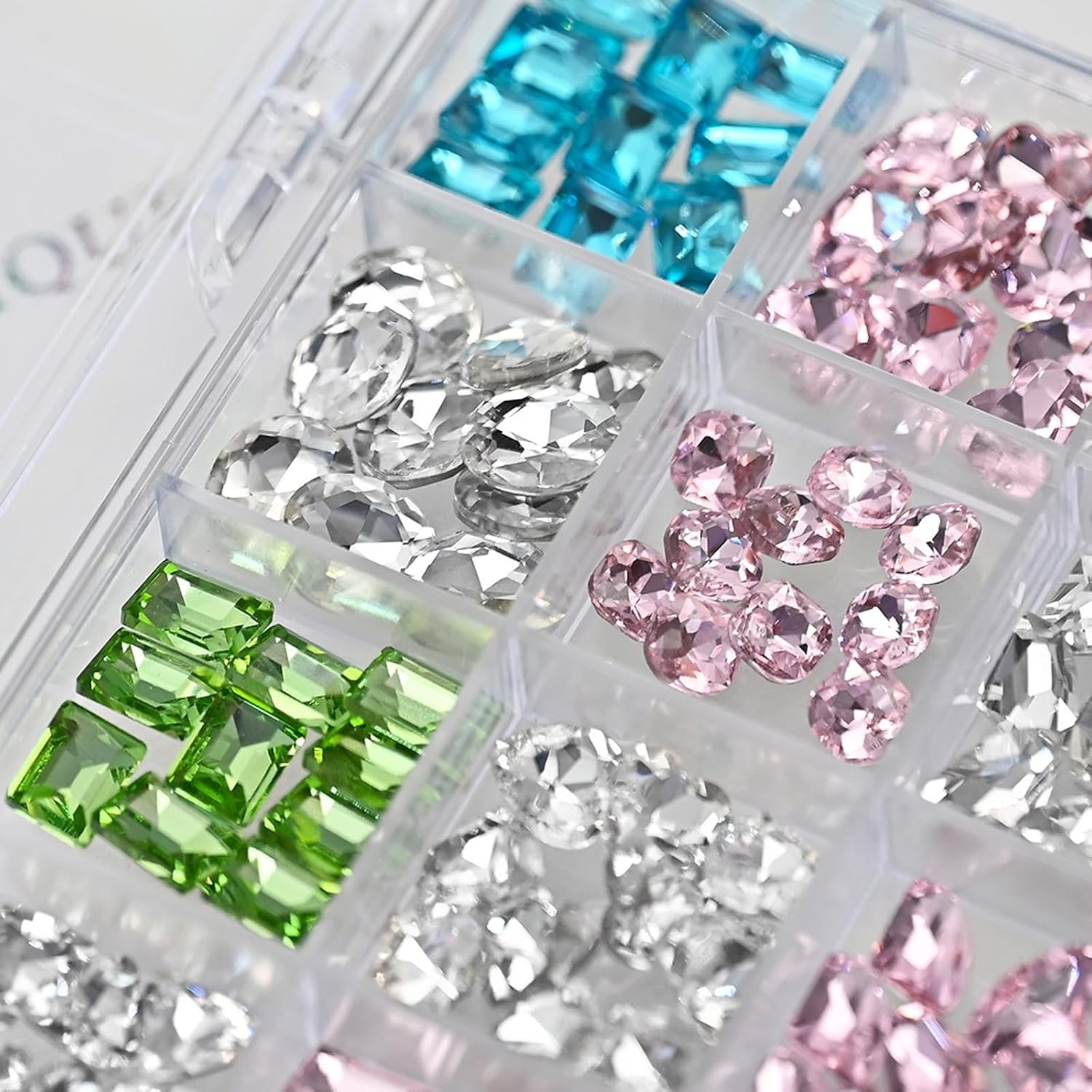 15Grid 3D Nail Rhinestones: Heart Gems, Crystal Glass Jewels for Art