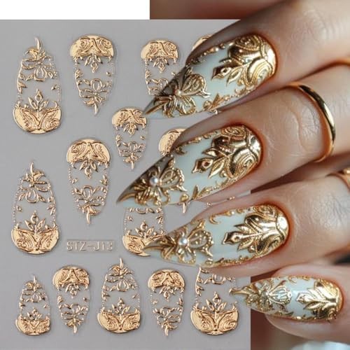 Gold Nail Art Stickers 3D Self-Adhesive Golden Foil Leaf Nail Decals style4