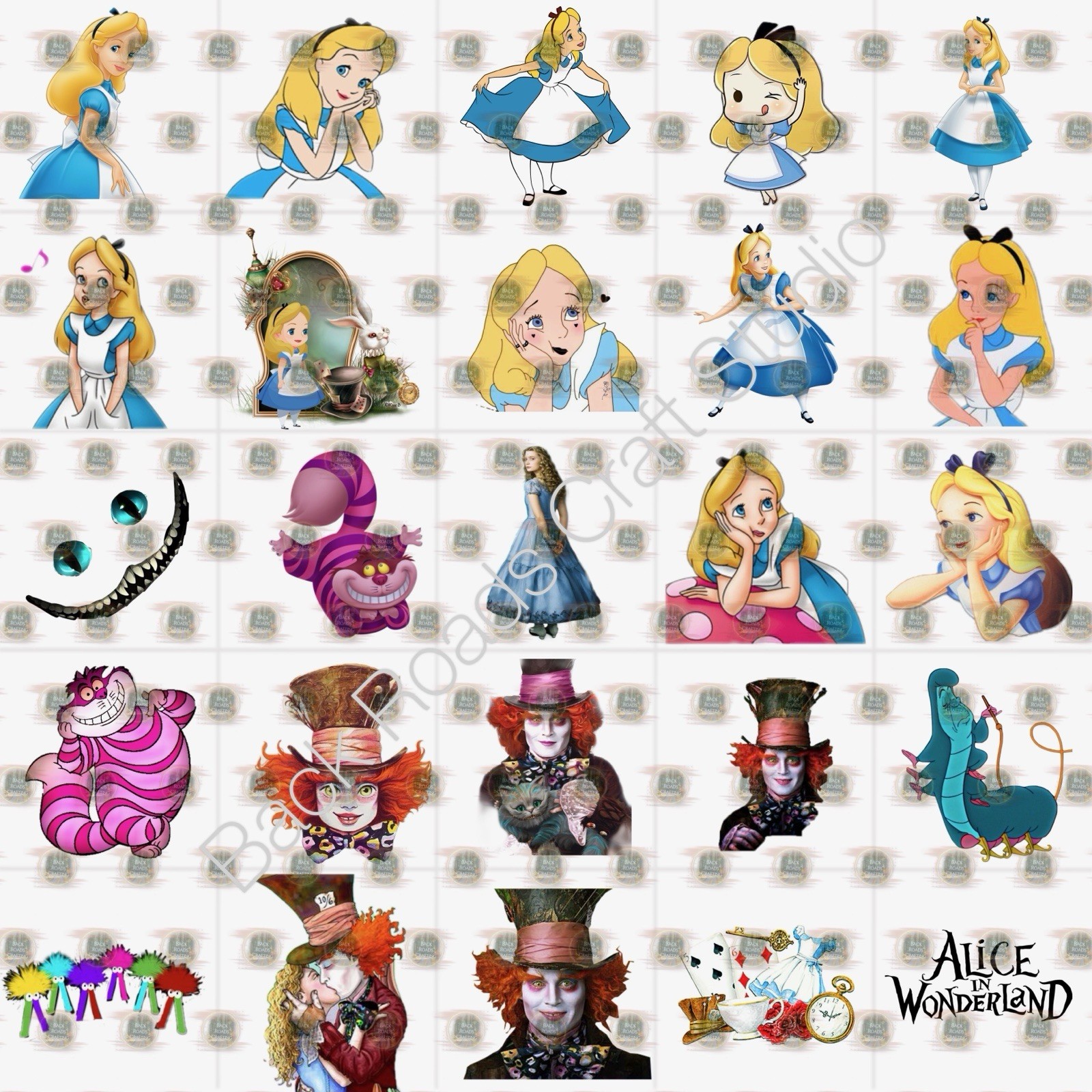 Alice In Wonderland Waterslide Finger Nail Decals Instructions (set of 50) JS
