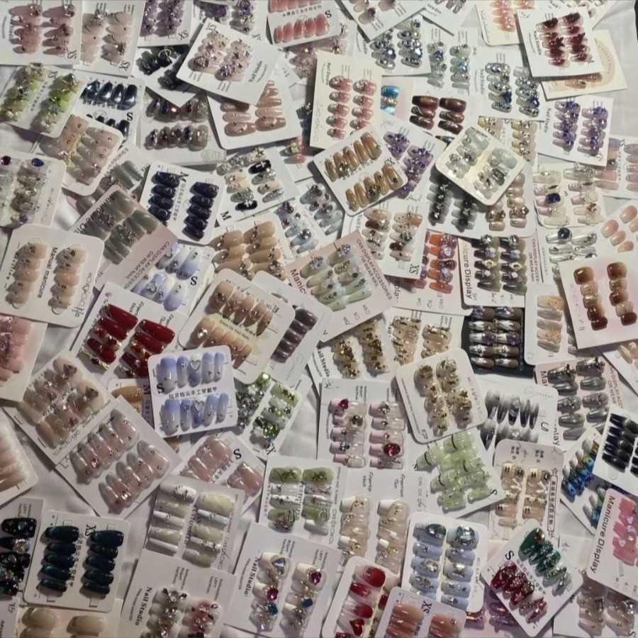 48Pcs Clearance Random Handmade Nails Box, Unique Mixed Designs, Easy Tips
