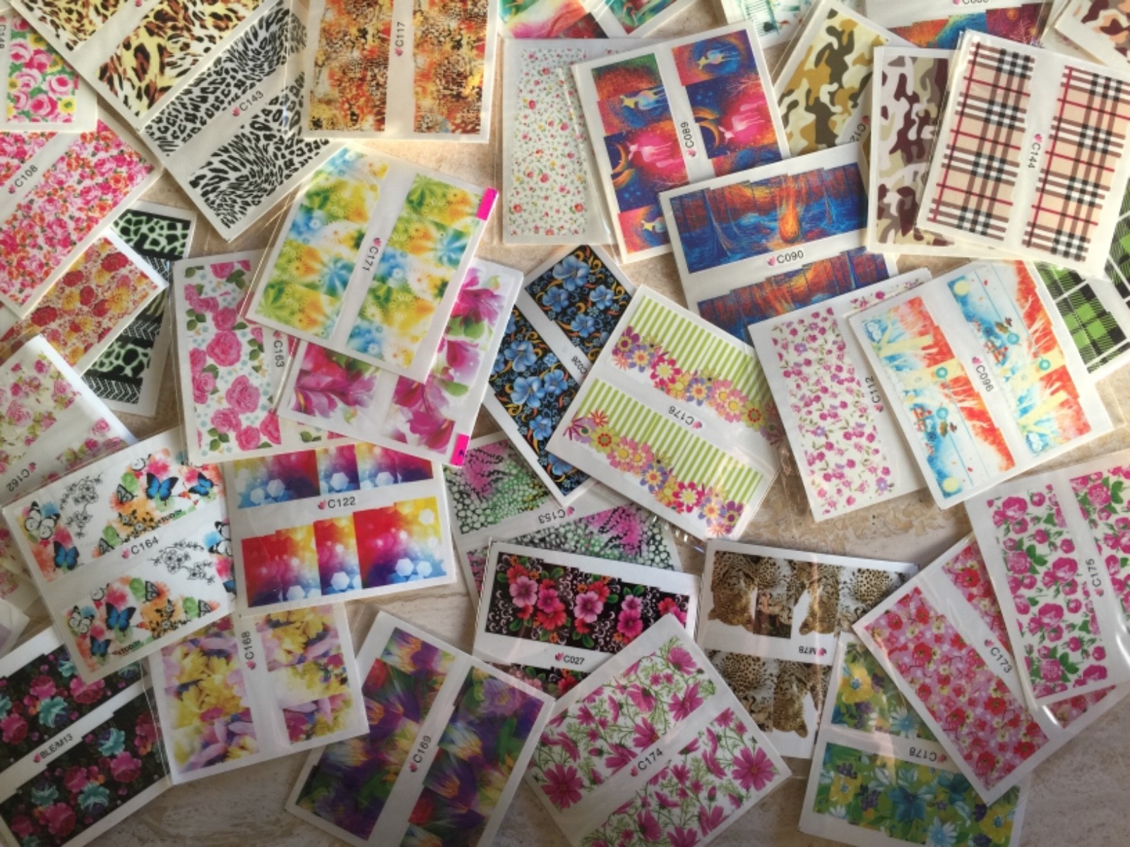30 Sheets Nail Art Decal Stickers Water Slide Tattoo Transfer Random Full Size