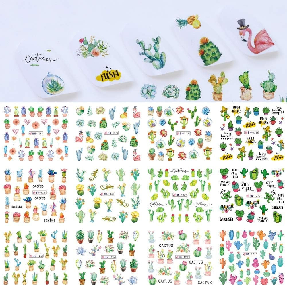 12Pcs Love Letter Nail Art Stickers Water Transfer Decals – Floral Design