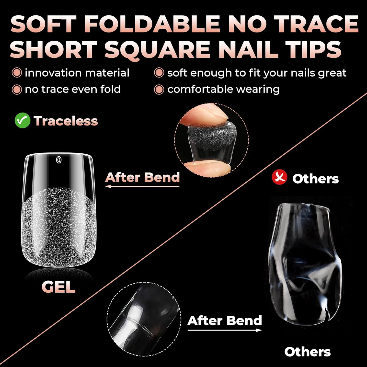 Nail Tips Short Square, Pre-Buff Matte Gel Nails Tips Short Square Nail Tips 120