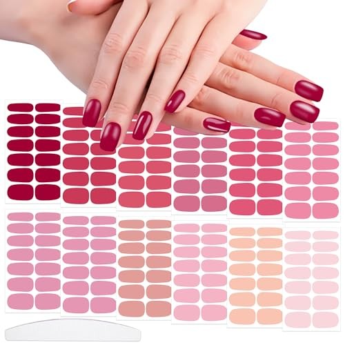 12 Sheets Red Pink Series Nail Wraps: 168 Solid Nail KIT2 Red &Pink Solid