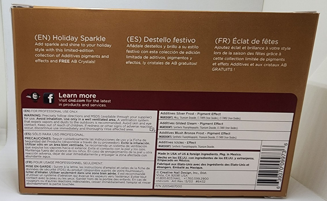 CND Charmed Additives Kit # 09973-6 &Nail Art Powders Free AB Crystals New