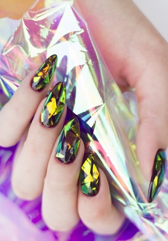 Nail Wraps Foil Broken Glass 5pieces Set Shattered Mirror Aurora Effect Mermaid