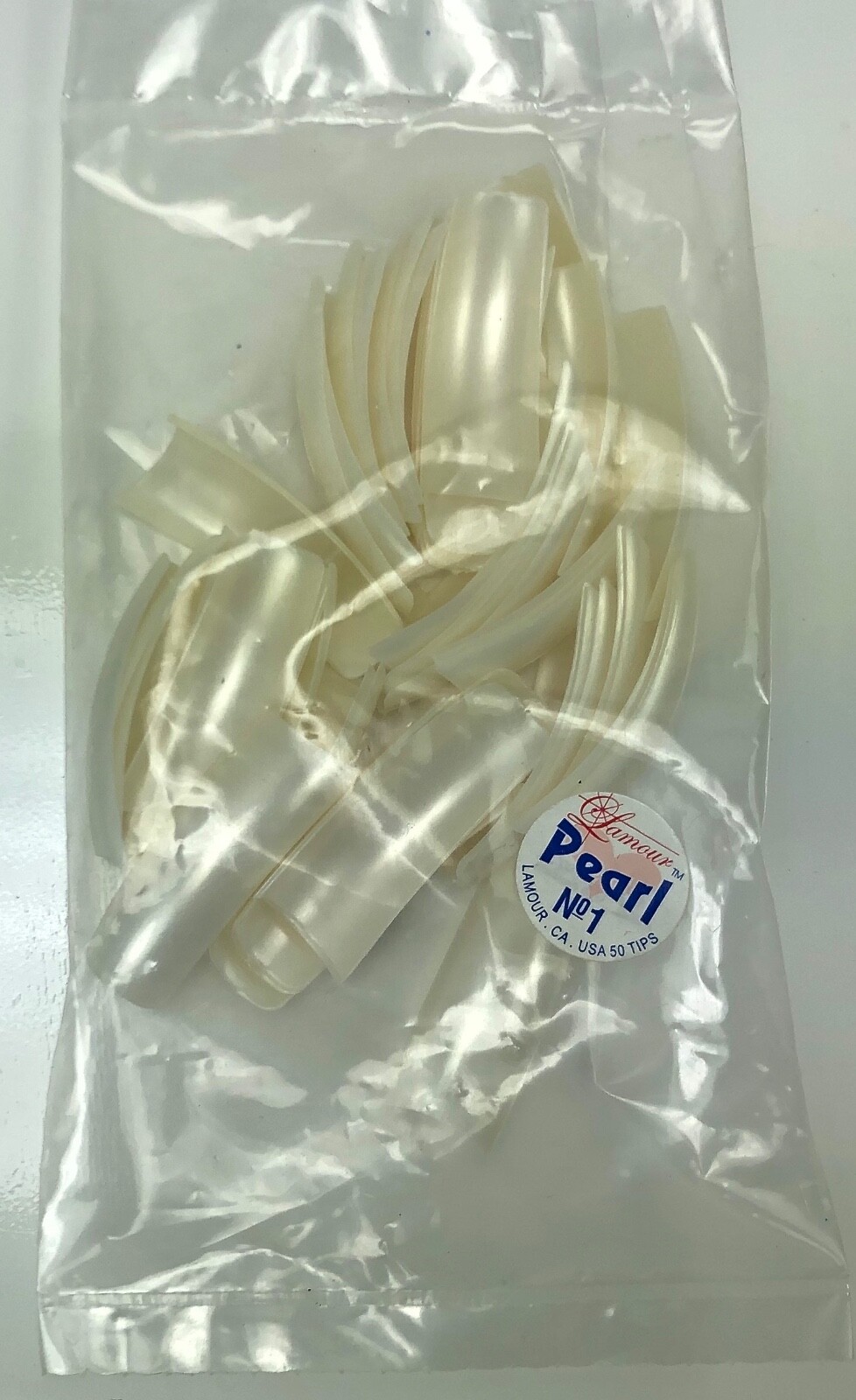 * Lamour Professional Nail Tips French PEARL White 0-10 Made in USA 550ct