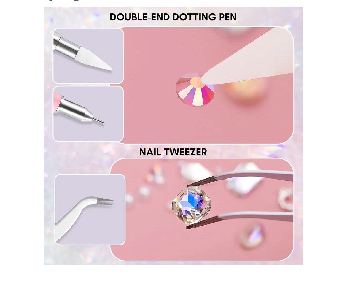Makartt Nail Art Rhinestone Kit, Nail Charms Pearls 3D With Duel End Picker Pen