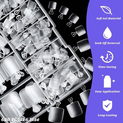 320pc Fake Tip Soft Gel Toe Nail Tips Clear Press on Short Square Toenails