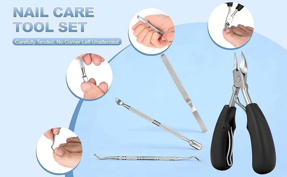 6-in-1 Toenail Clippers for Seniors with Thick Nails – Heavy Duty Wide Opening